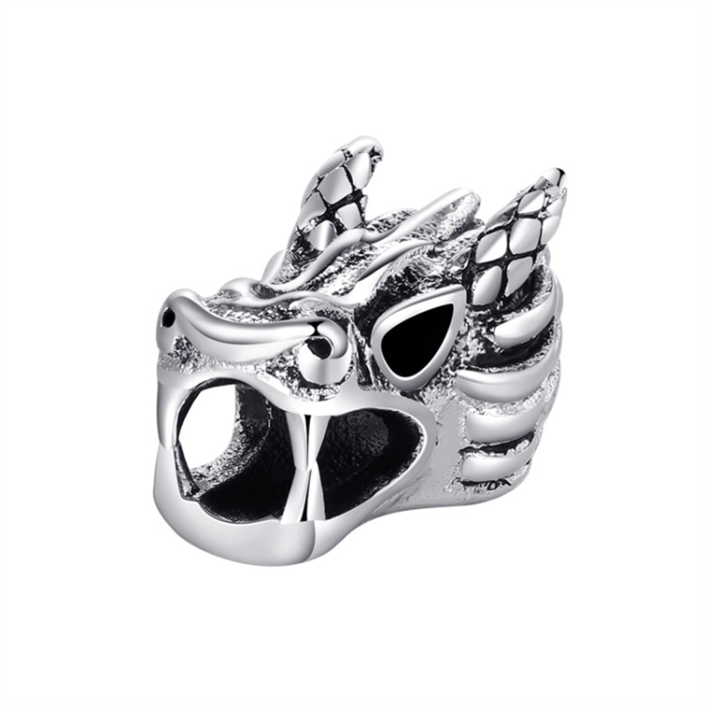 Genuine Obsidian gemstones silver dragon bracelet - Picture 5 of 8